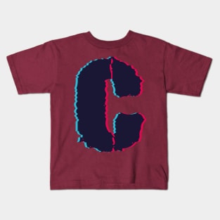 Glitch letter C, distorted letter C Kids T-Shirt